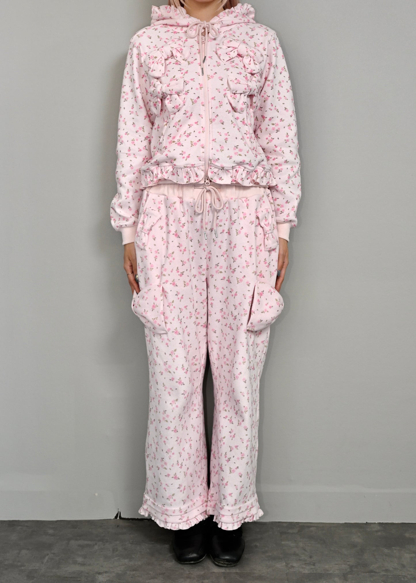 flower waffle ribbonful lounge pants