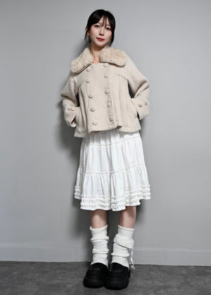 grace fur collar wool coat