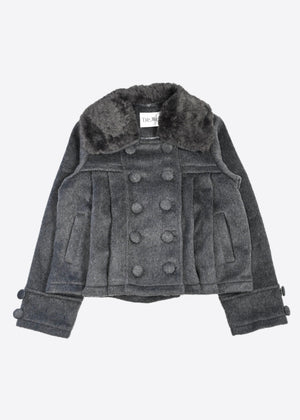 grace fur collar wool coat