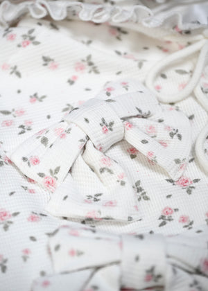 flower waffle ribbonful zip hoodie