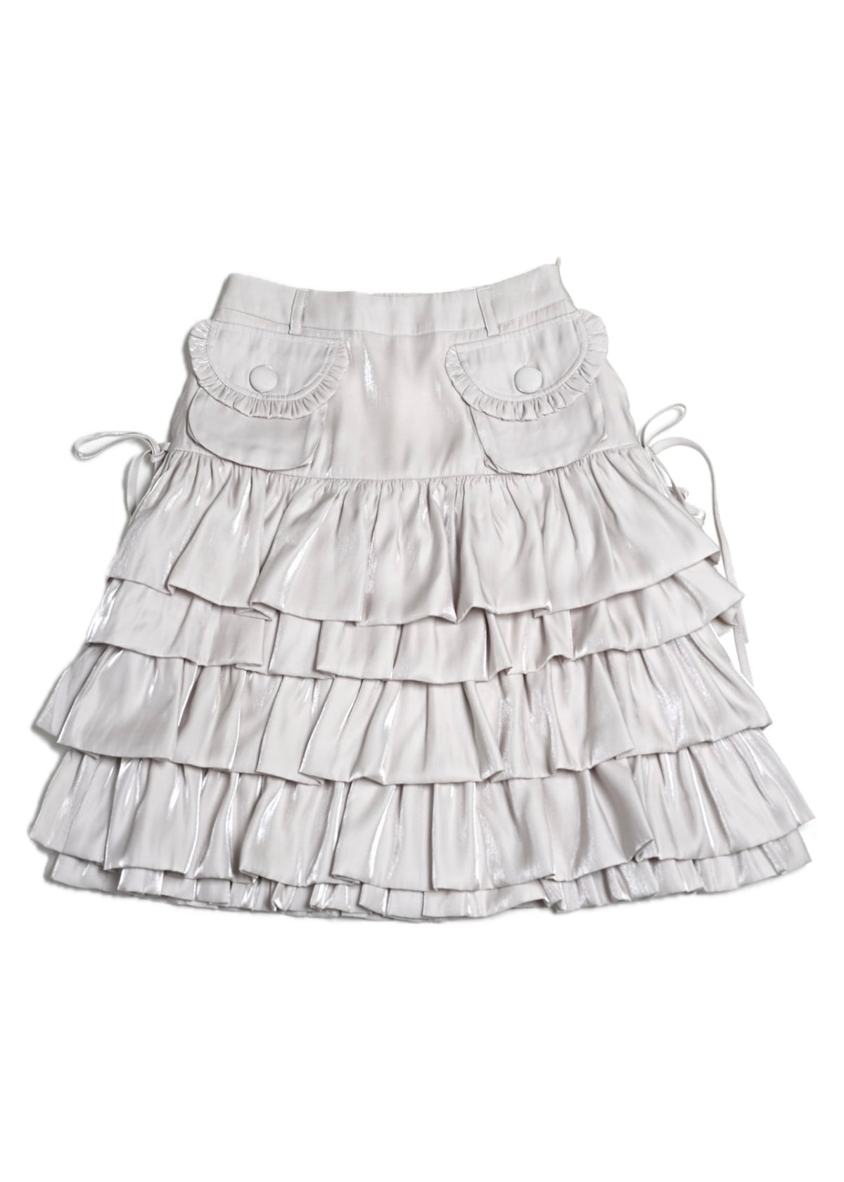 cargo frill shimmer tiered skirt