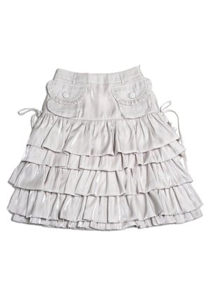 cargo frill shimmer tiered skirt