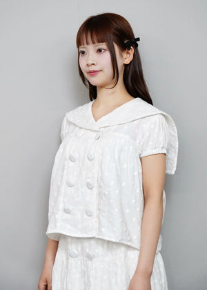 cotton dot stitch sailor blouse