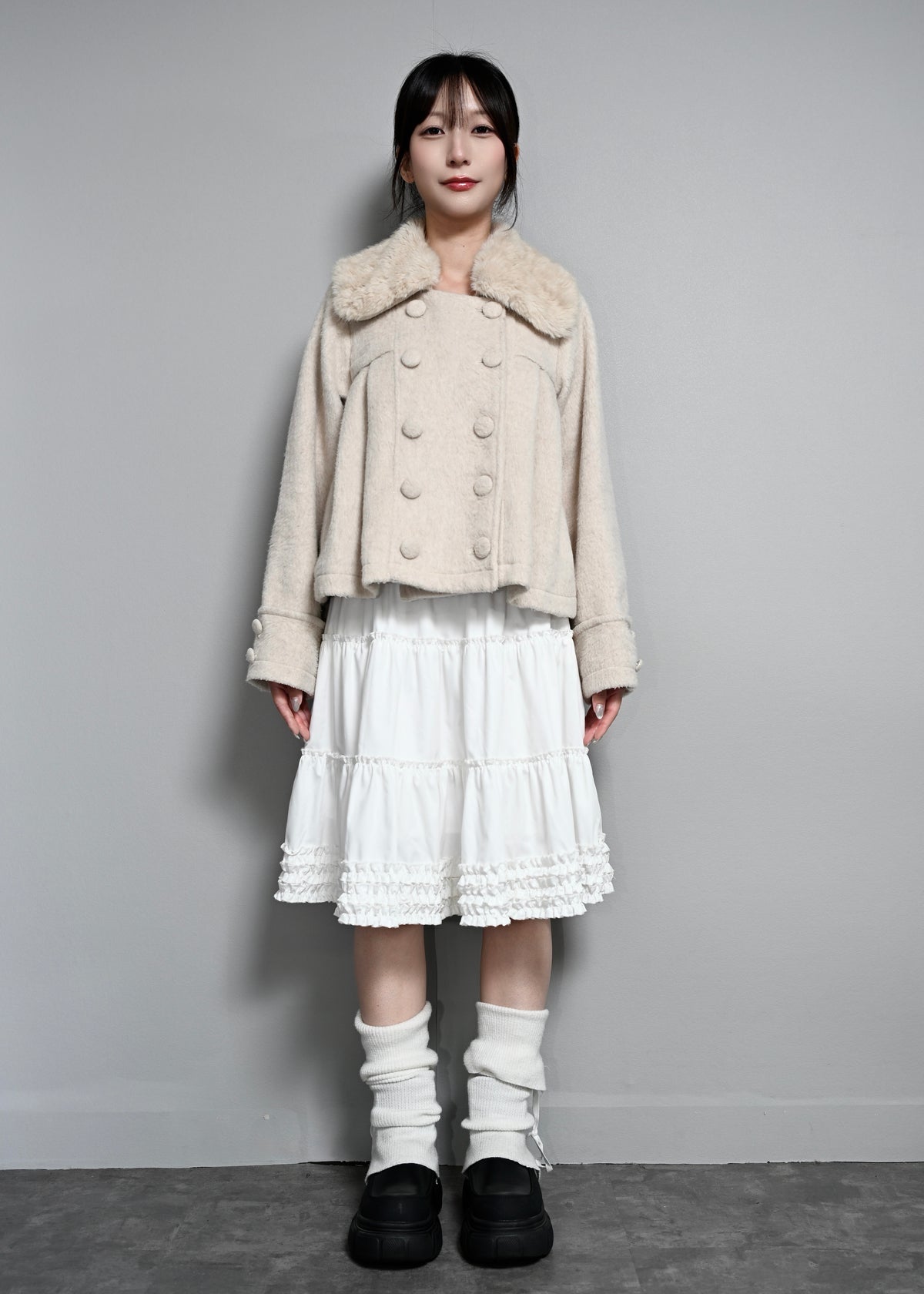 grace fur collar wool coat