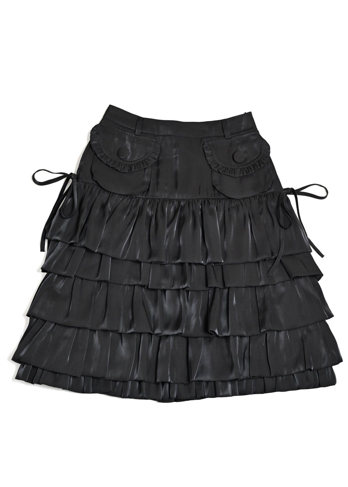 cargo frill shimmer tiered skirt