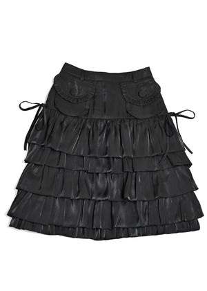 cargo frill shimmer tiered skirt