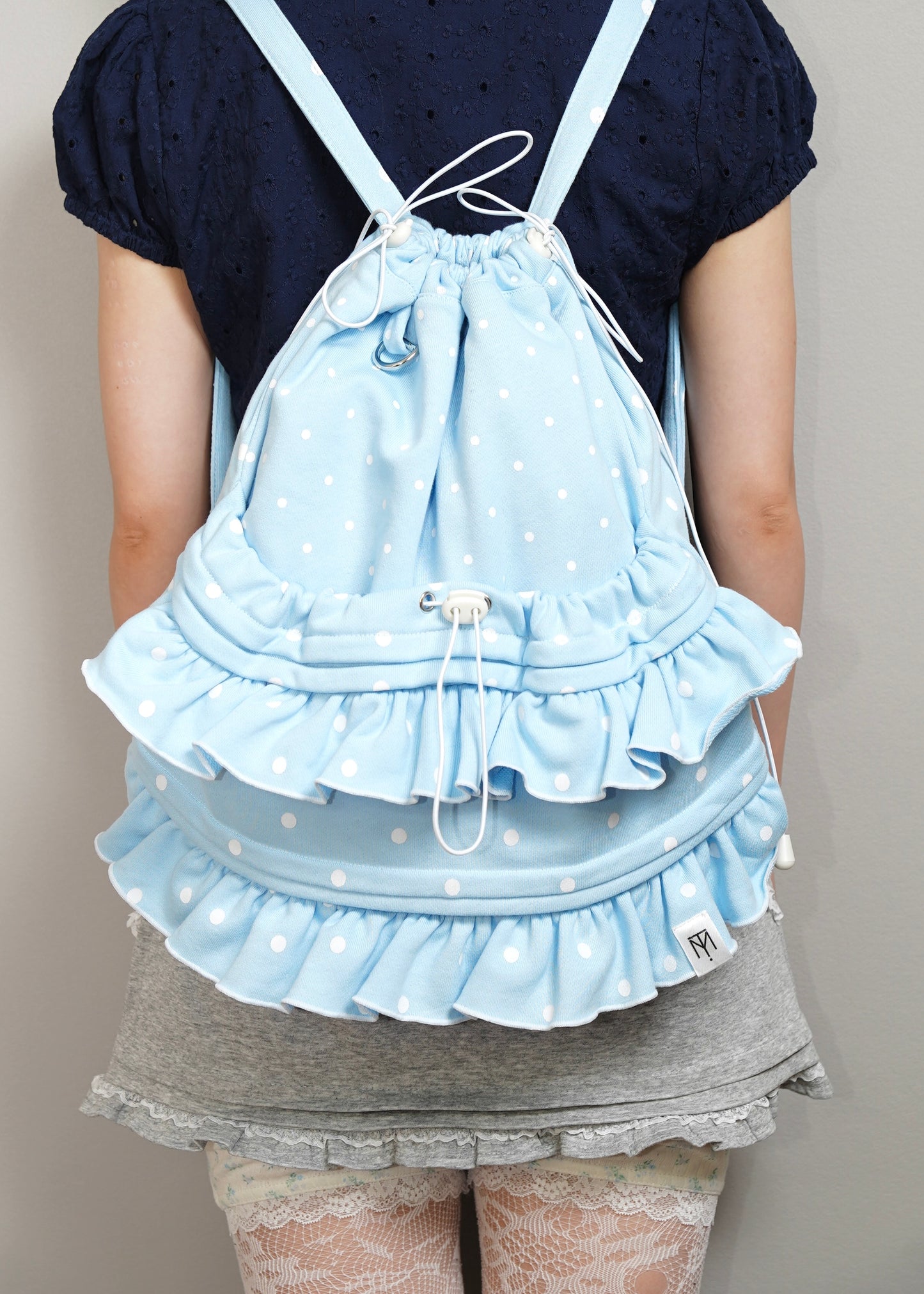 dot frill knapsack-pink&blue