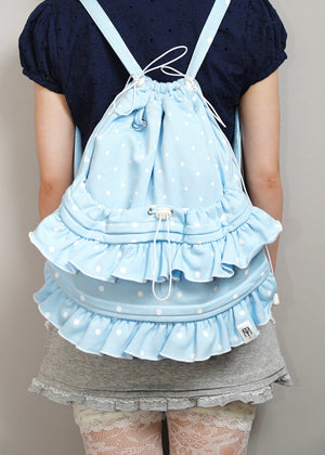 dot frill knapsack-pink&blue