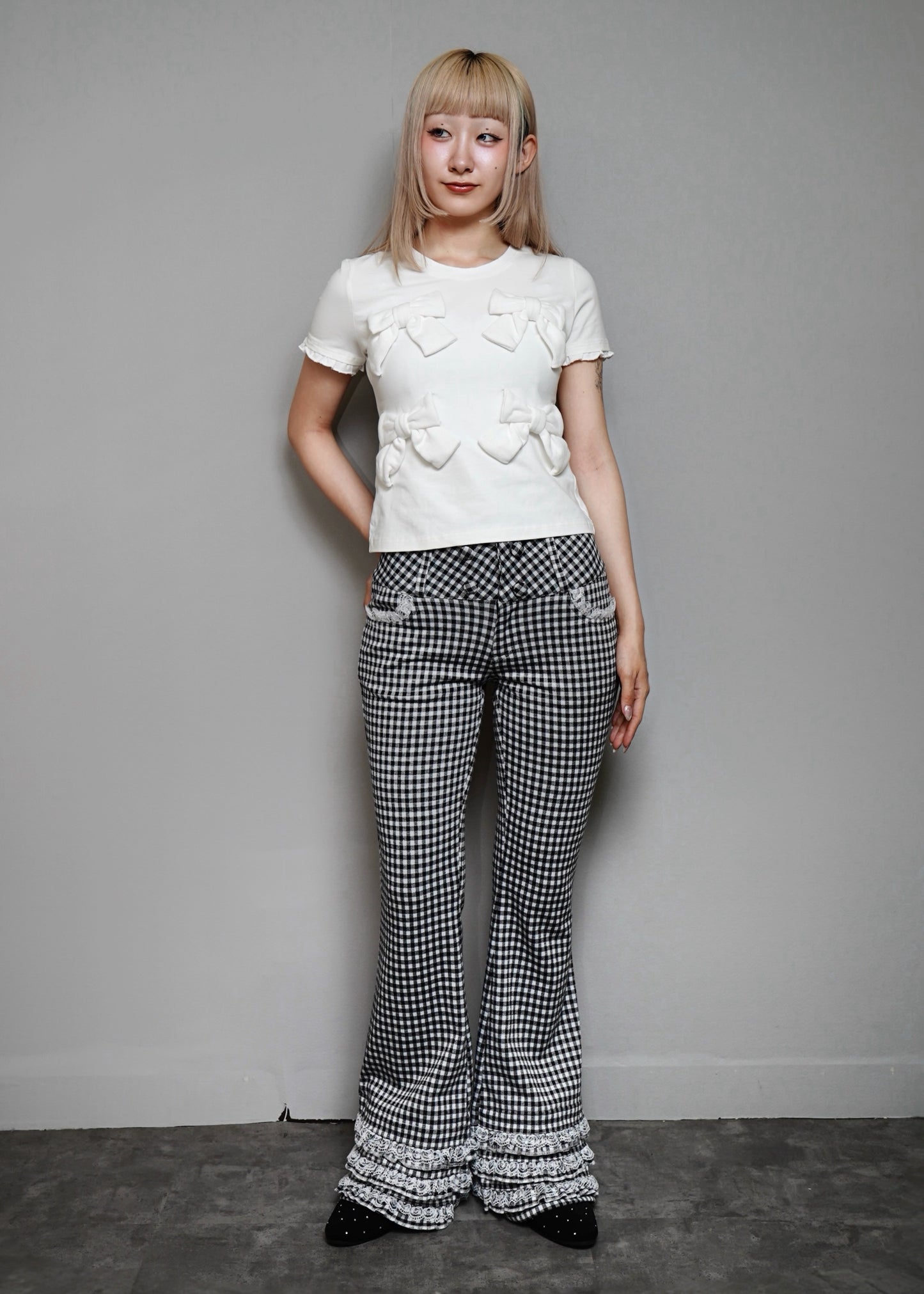 vintage lace gingham pants