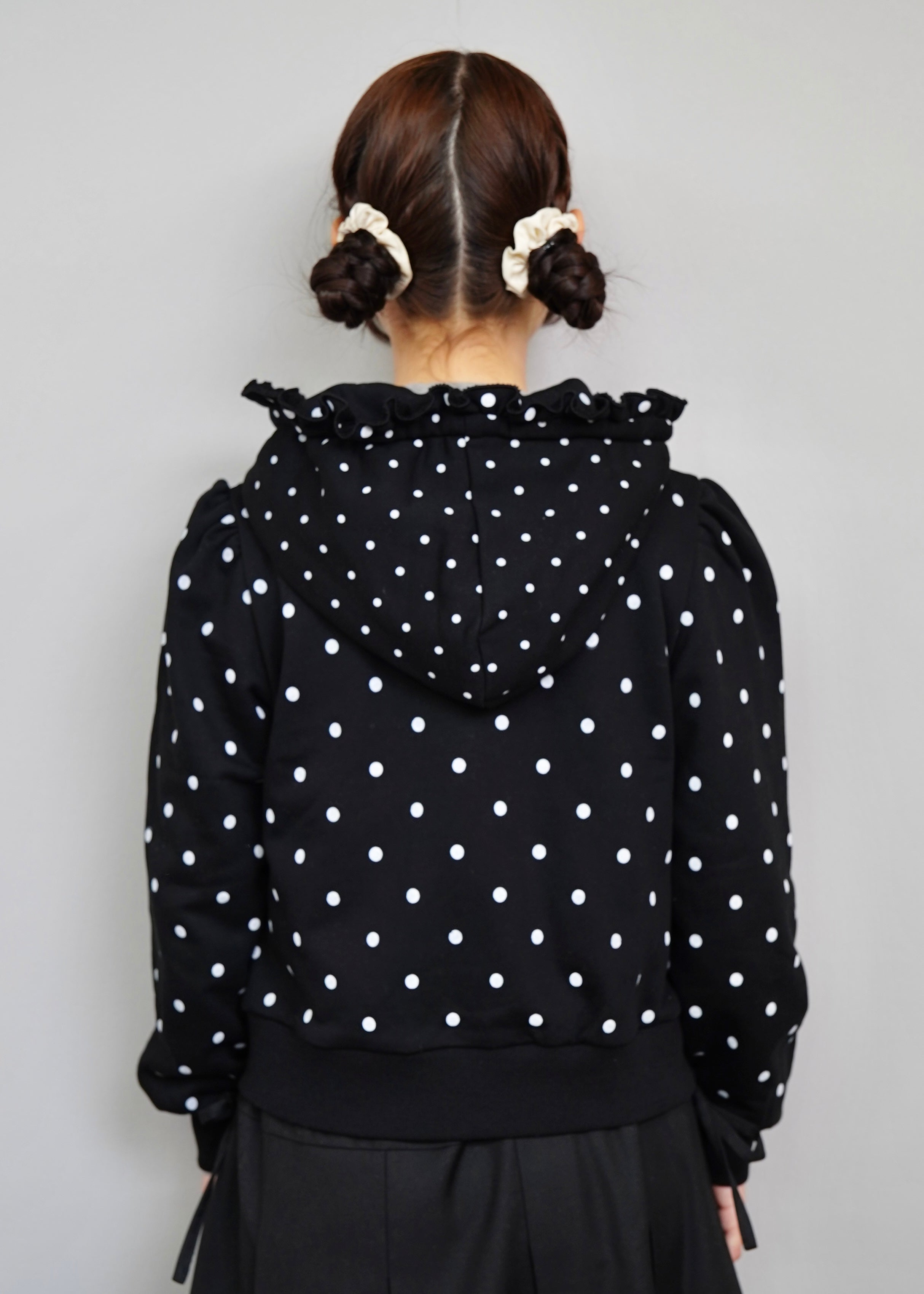 dot frill cotton zip hoodie – Tie.Me