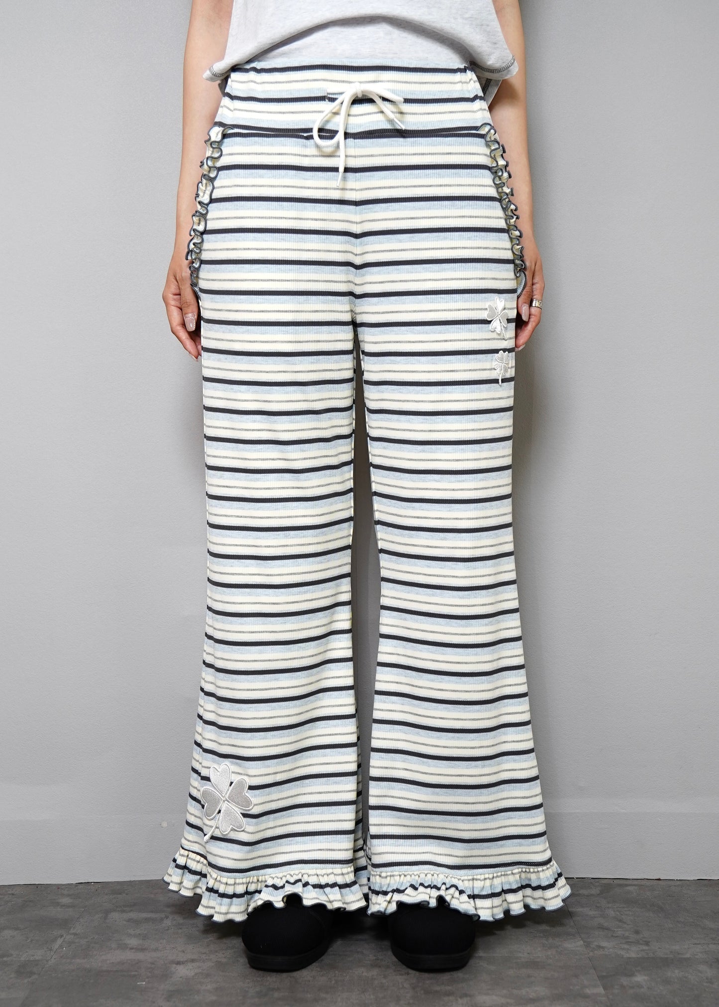lucky clover stripe flare pants