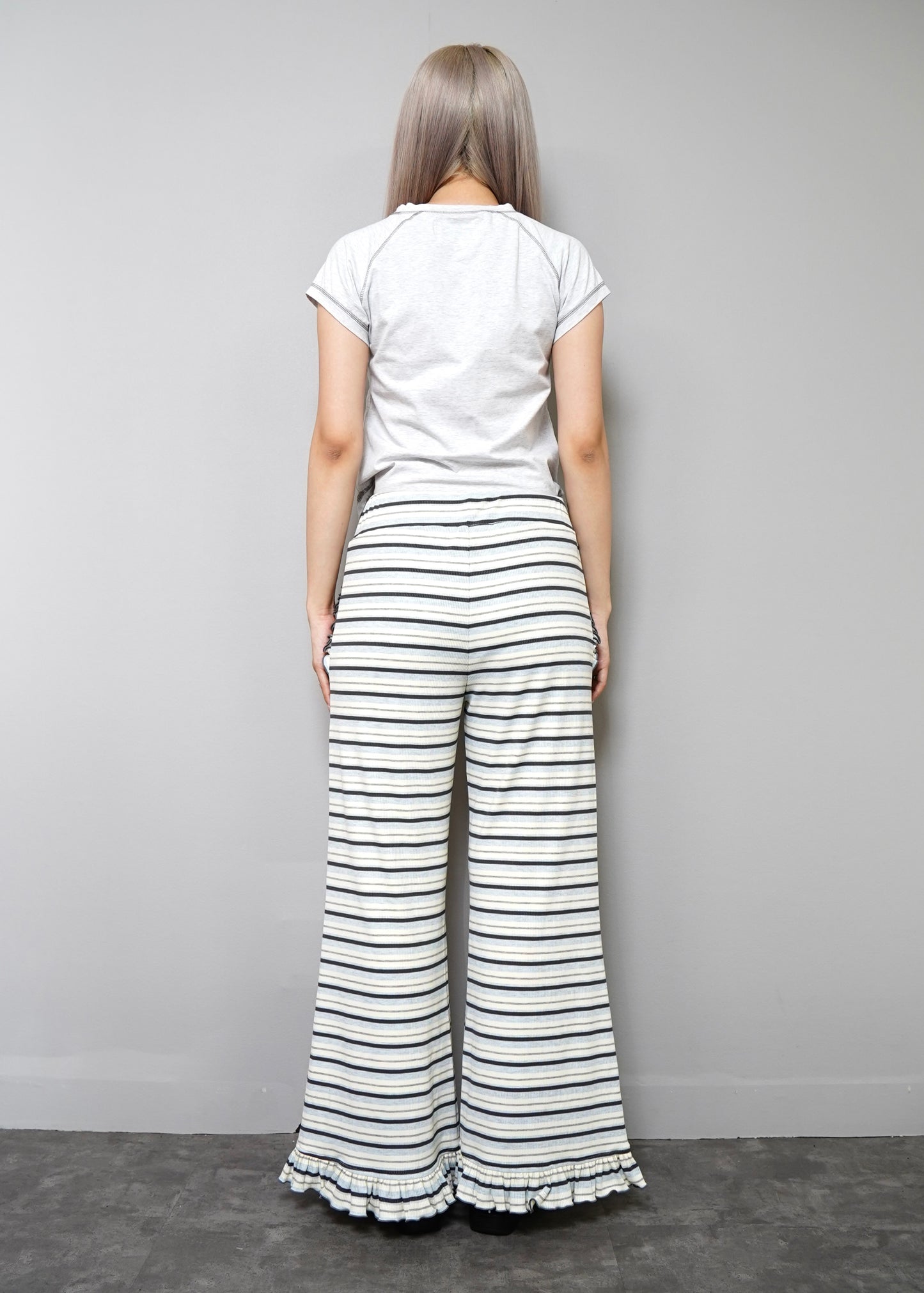 lucky clover stripe flare pants