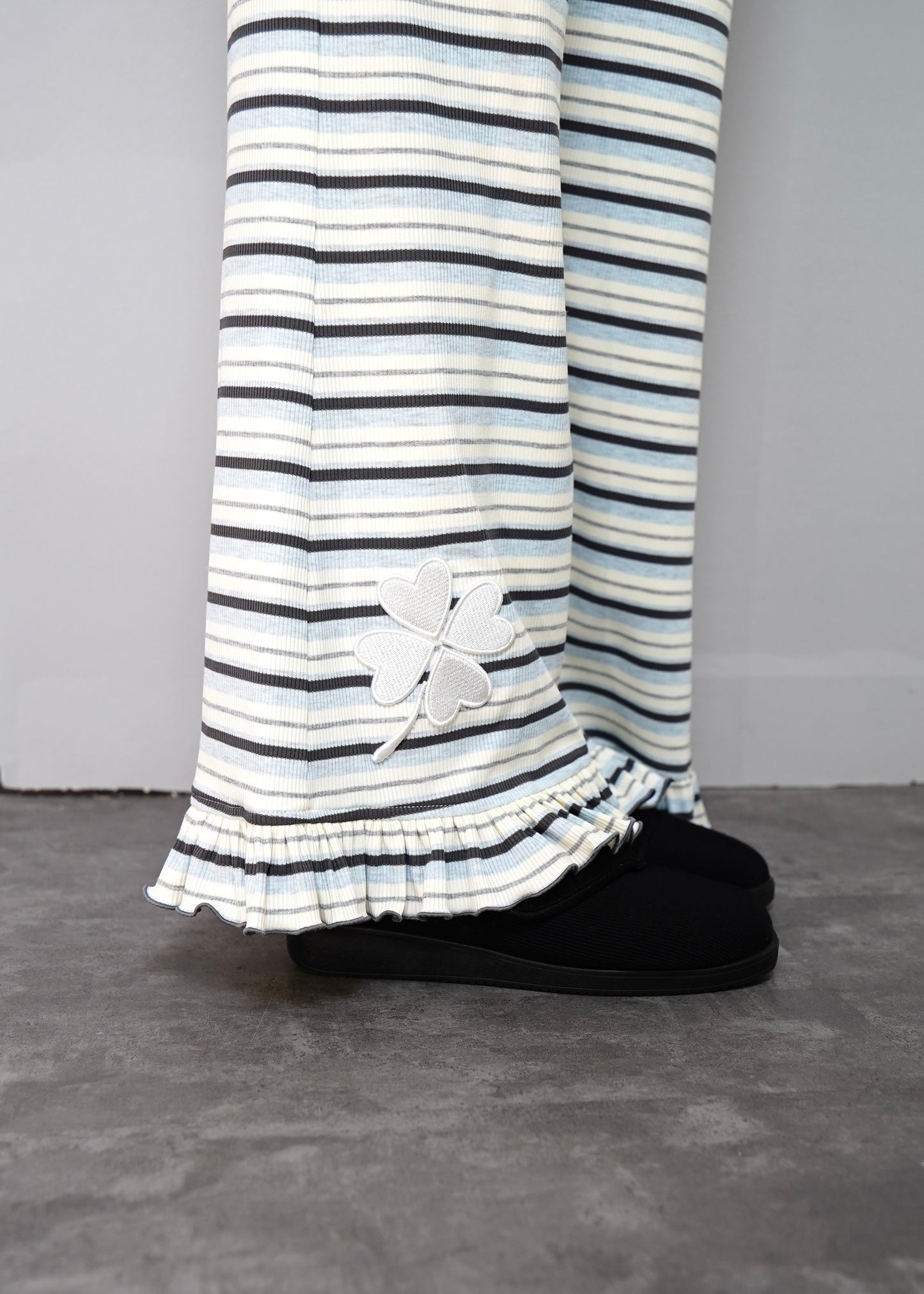 lucky clover stripe flare pants