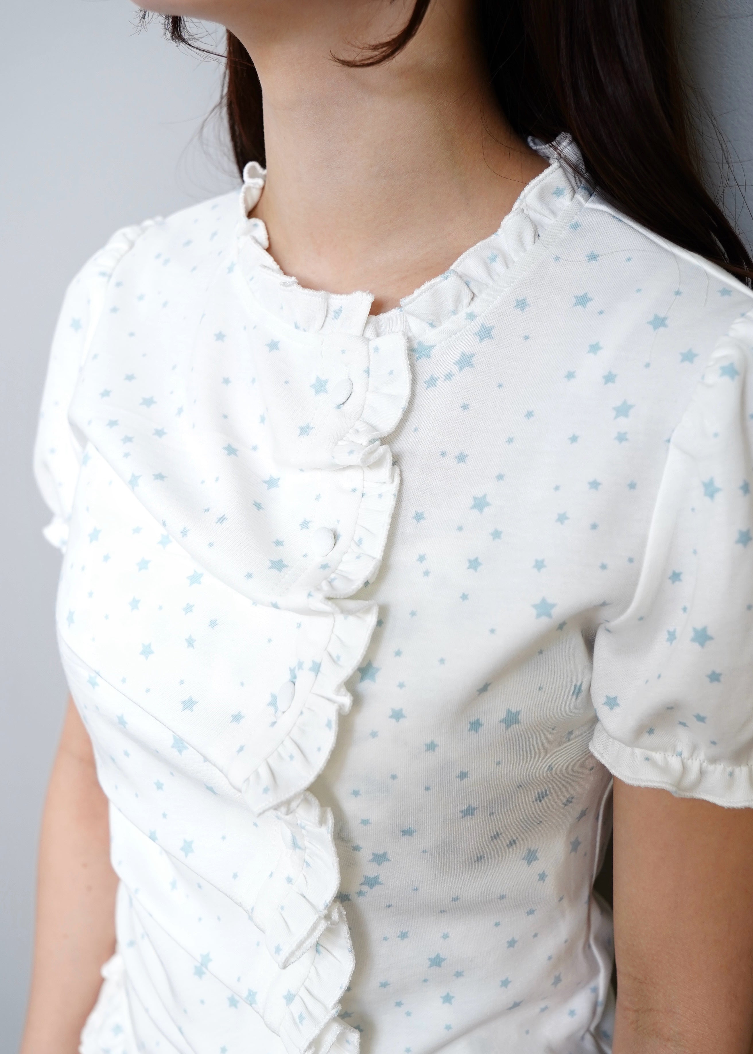 twinkle star frill button-up Tee – Tie.Me