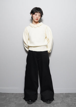 pintuck loose denim pants