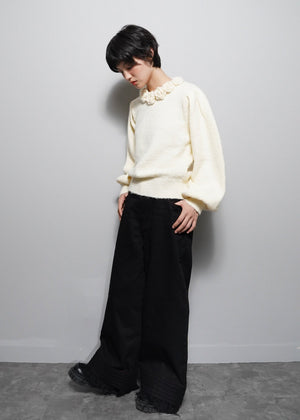 pintuck loose denim pants
