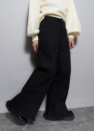 pintuck loose denim pants