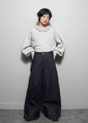 pintuck loose denim pants