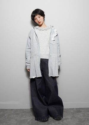 pintuck loose denim pants