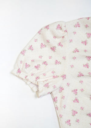 flower waffle frill button-up Tee