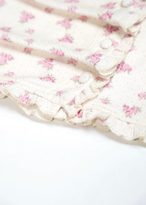 flower waffle frill button-up Tee