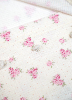 flower waffle frill button-up Tee