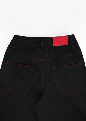 pintuck loose denim pants