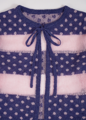 color dot knit cardigan