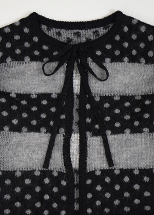 color dot knit cardigan