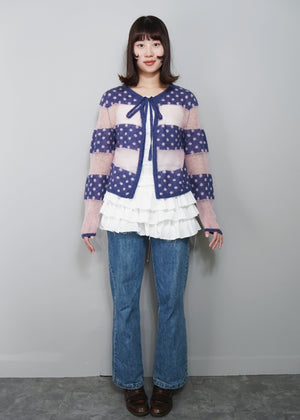 color dot knit cardigan