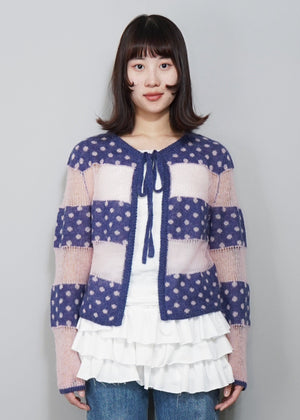 color dot knit cardigan