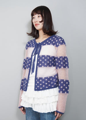 color dot knit cardigan