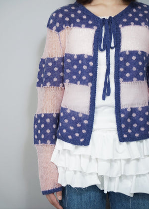 color dot knit cardigan