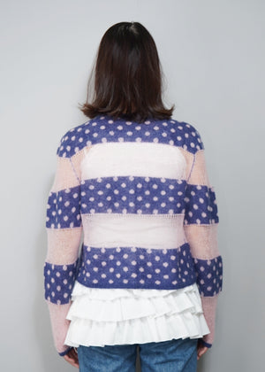 color dot knit cardigan
