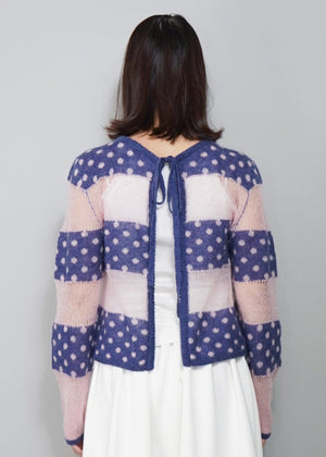 color dot knit cardigan