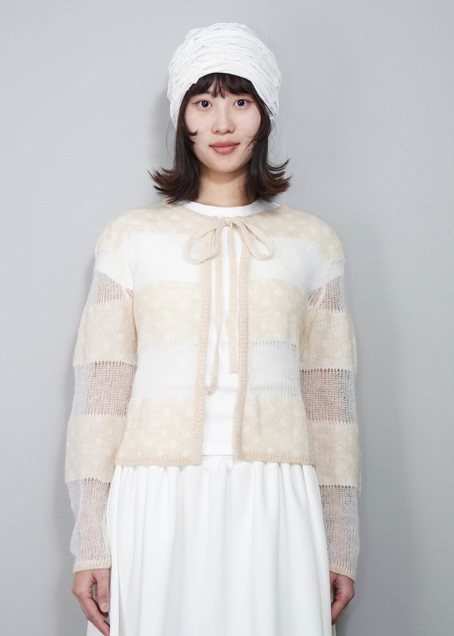 color dot knit cardigan-IVORY