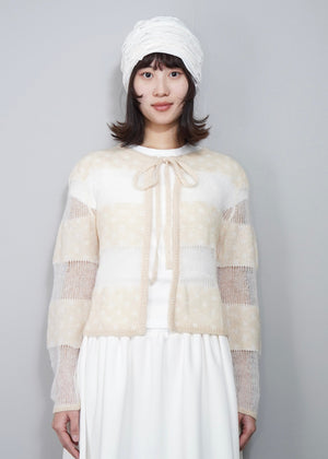 color dot knit cardigan