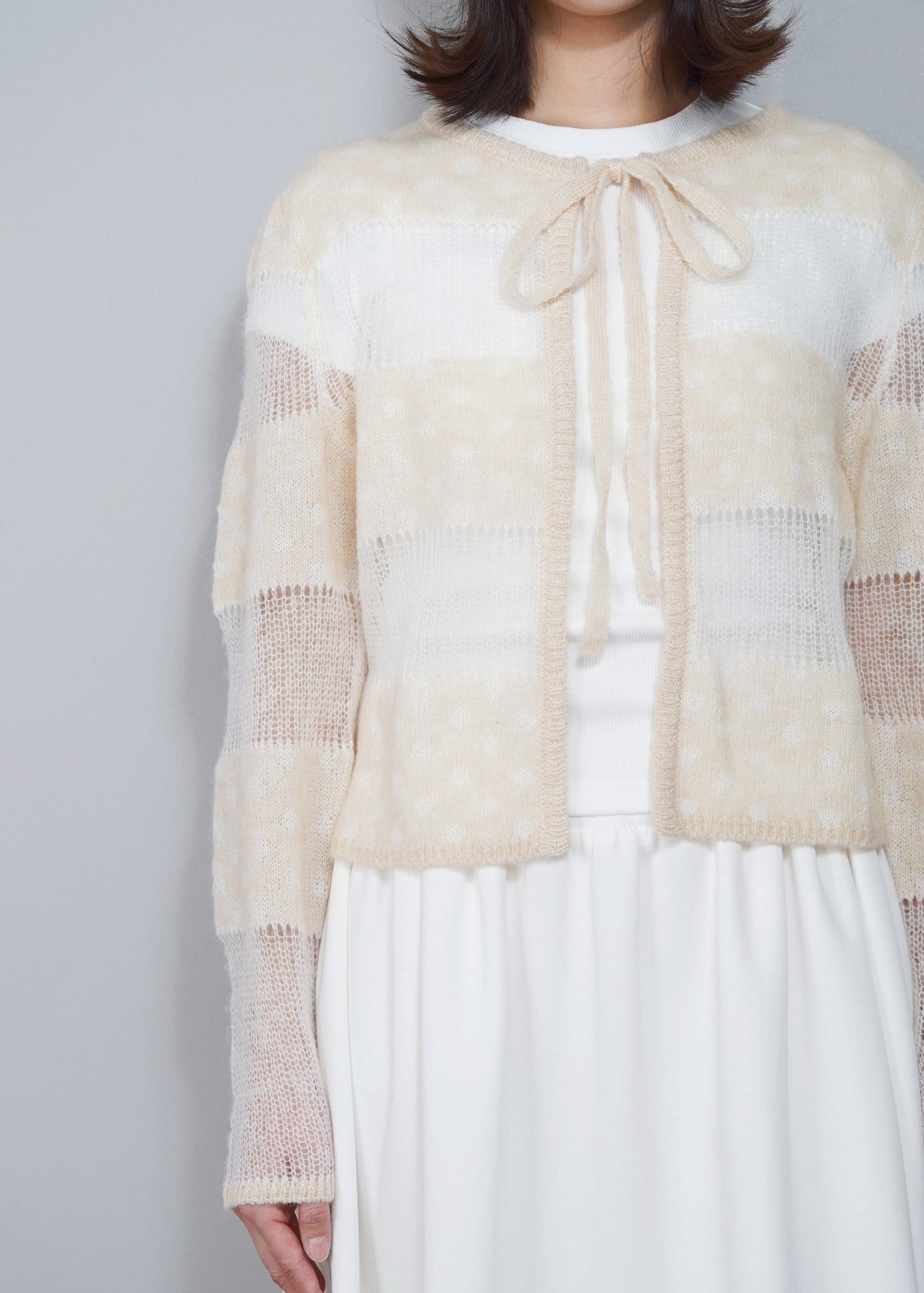 color dot knit cardigan-IVORY