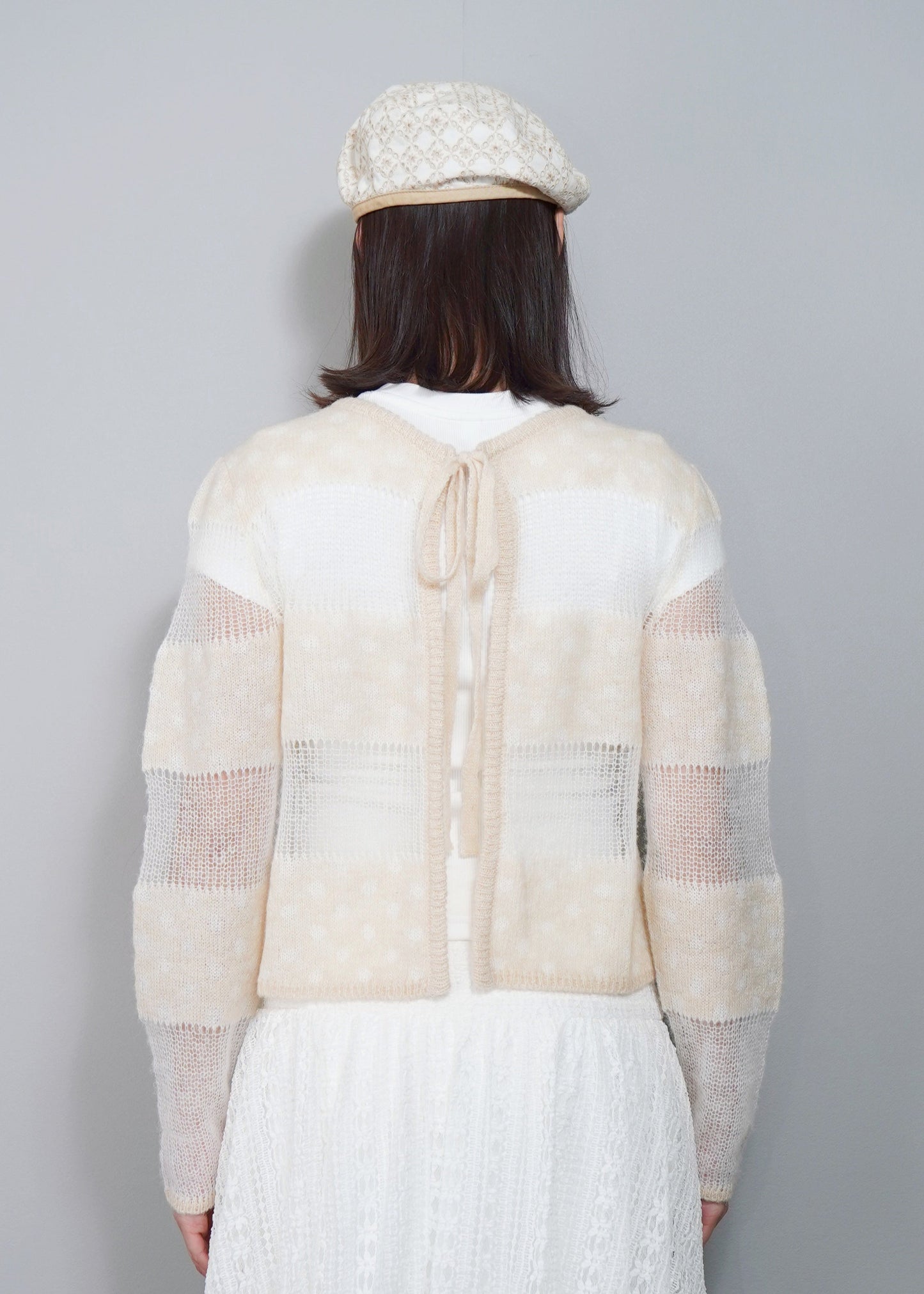 color dot knit cardigan-IVORY