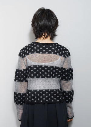 color dot knit cardigan