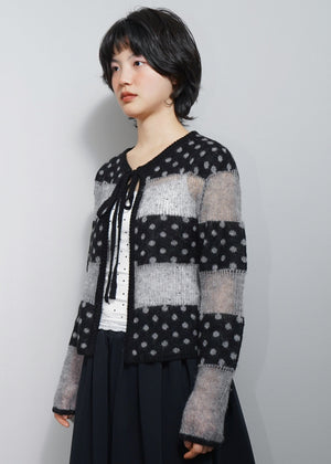 color dot knit cardigan