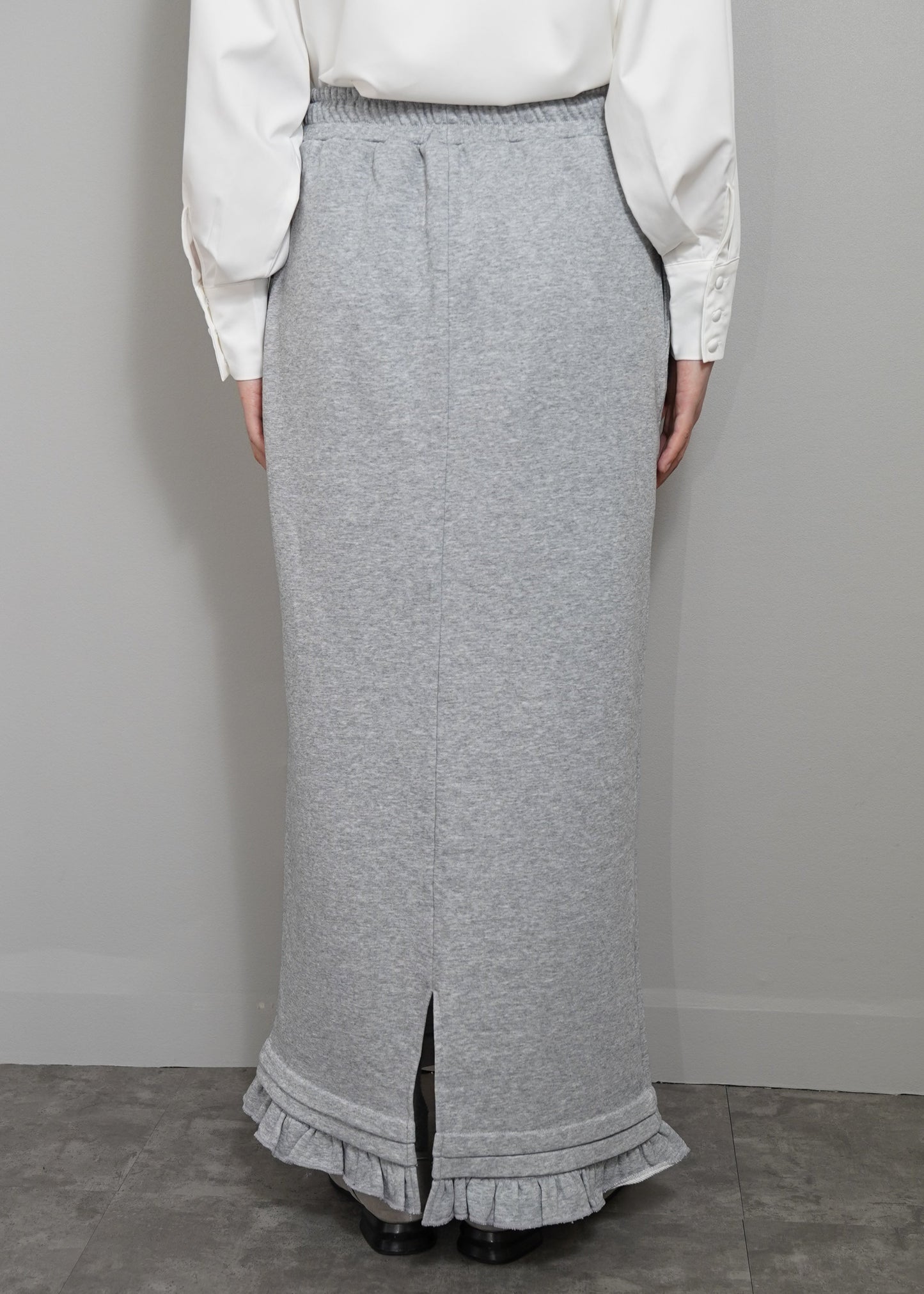 cargo frill long skirt-GRAY