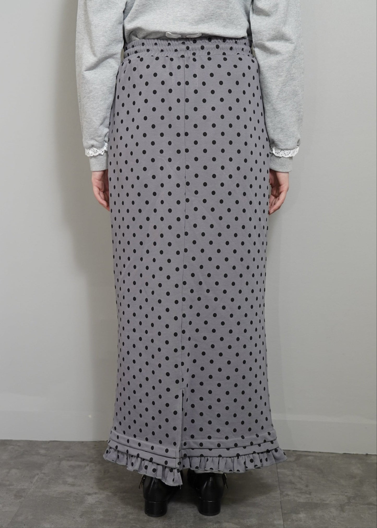 cargo frill long skirt-DOT GRAY