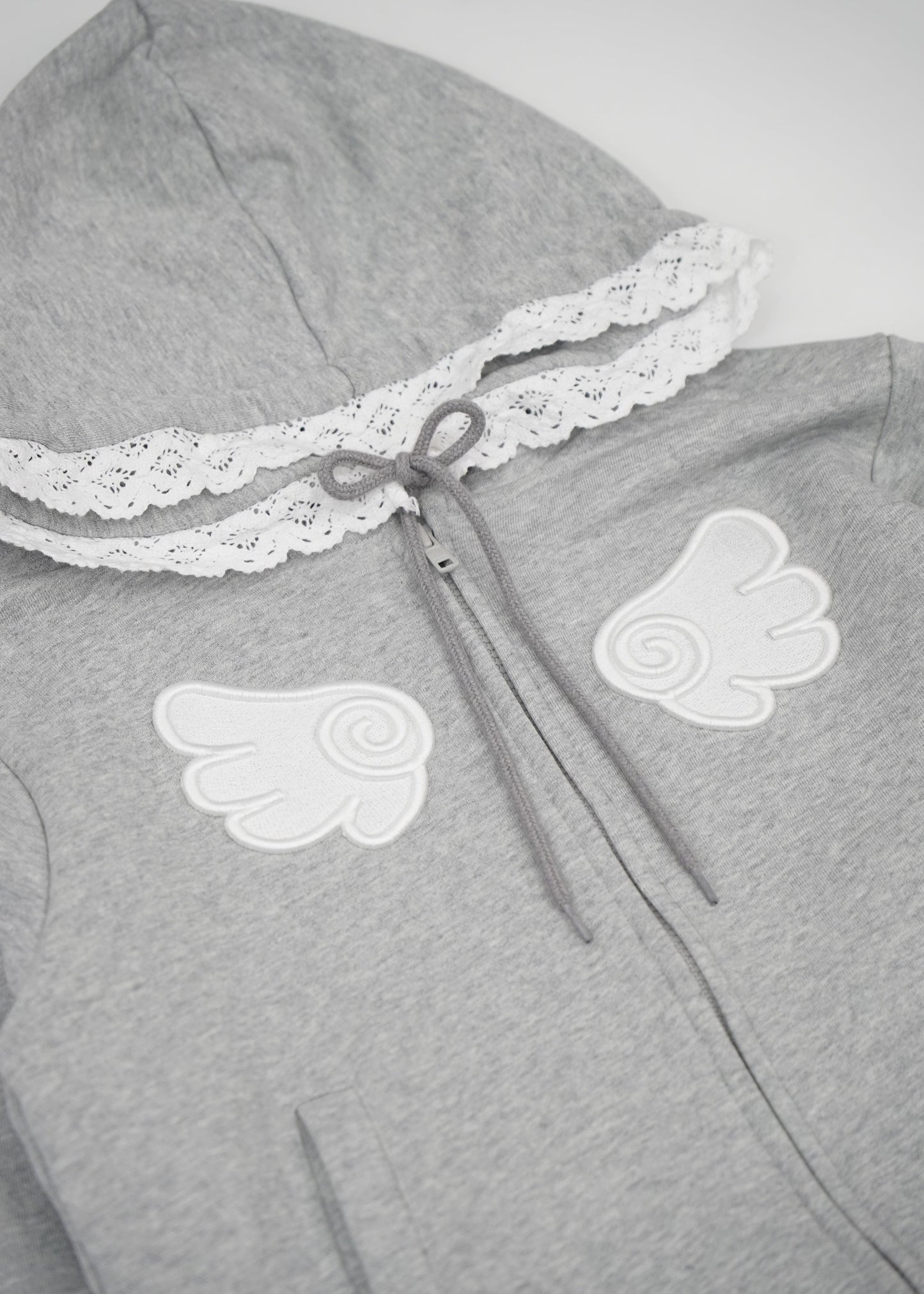 【予約販売】wings lace zip hoodie-GRAY