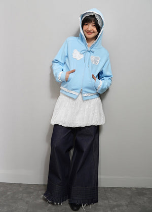 pintuck loose denim pants