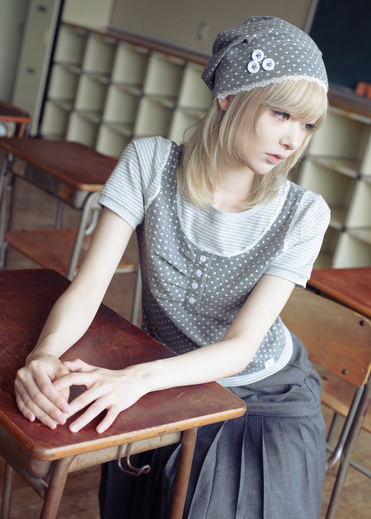 dot button beanie
