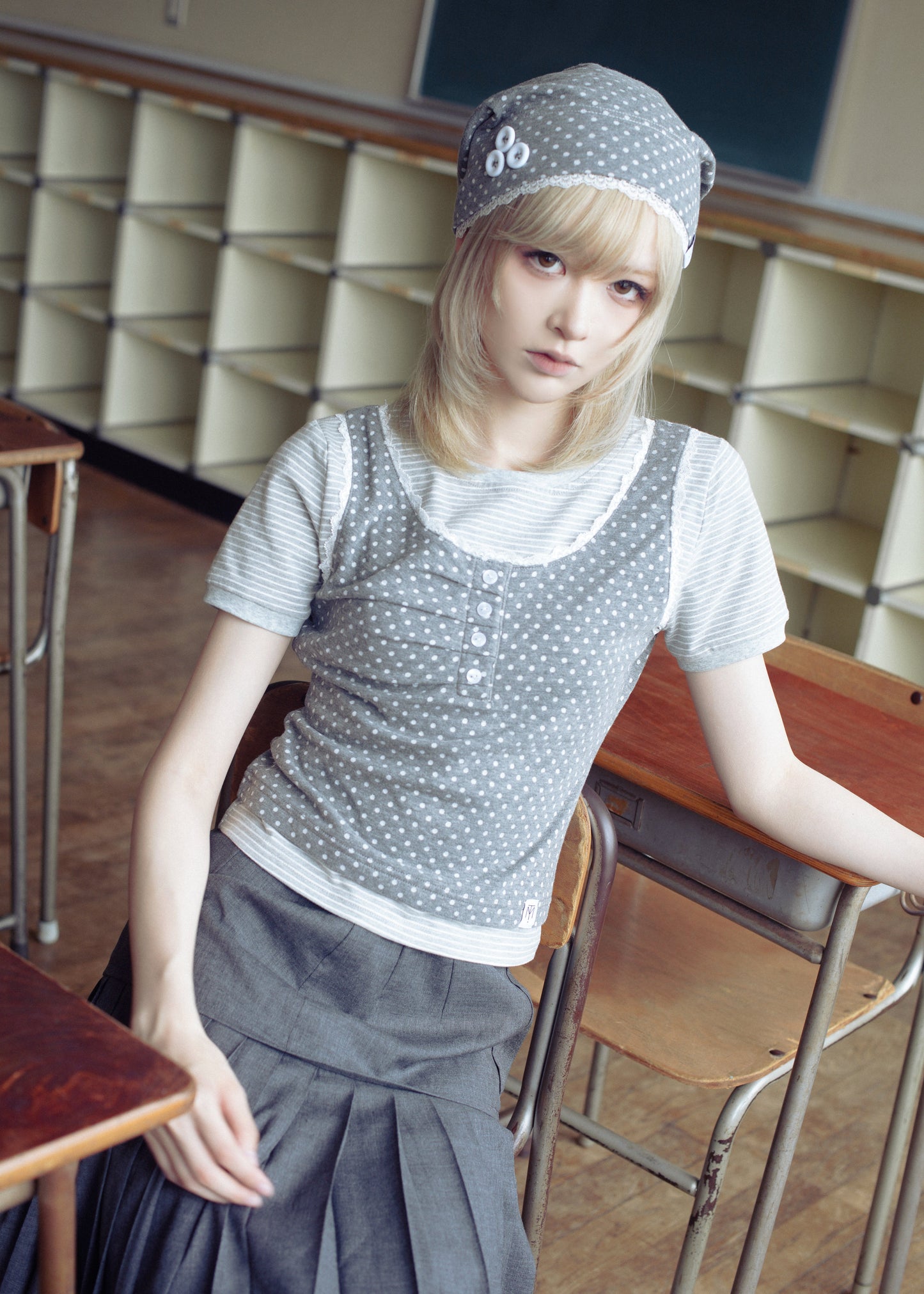 dot button beanie