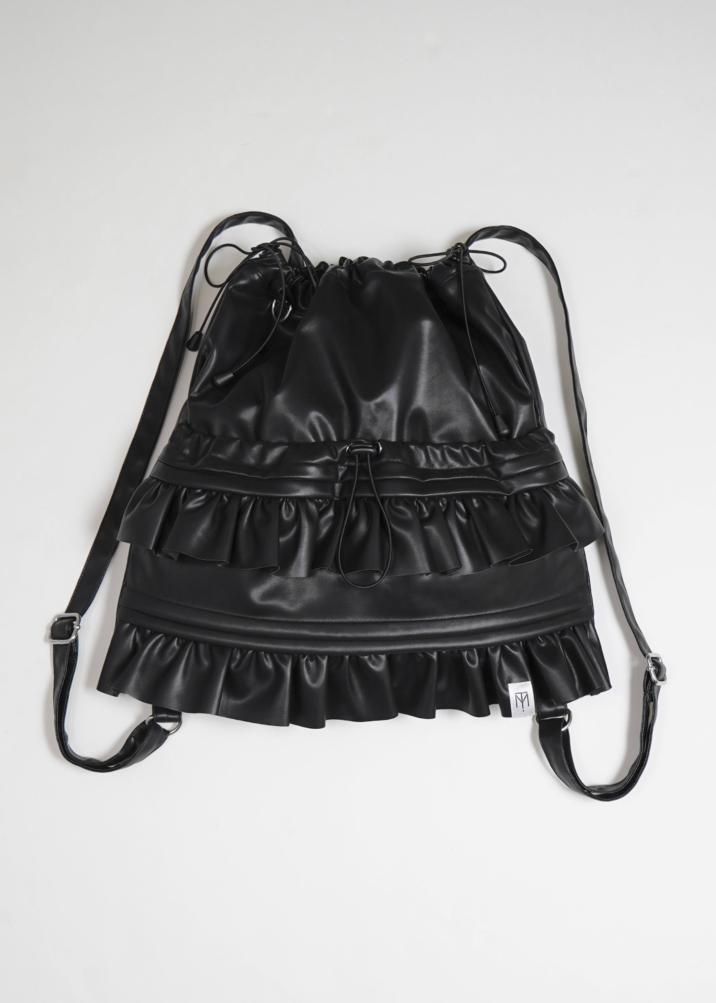 soft vegan leather frill knapsack – Tie.Me