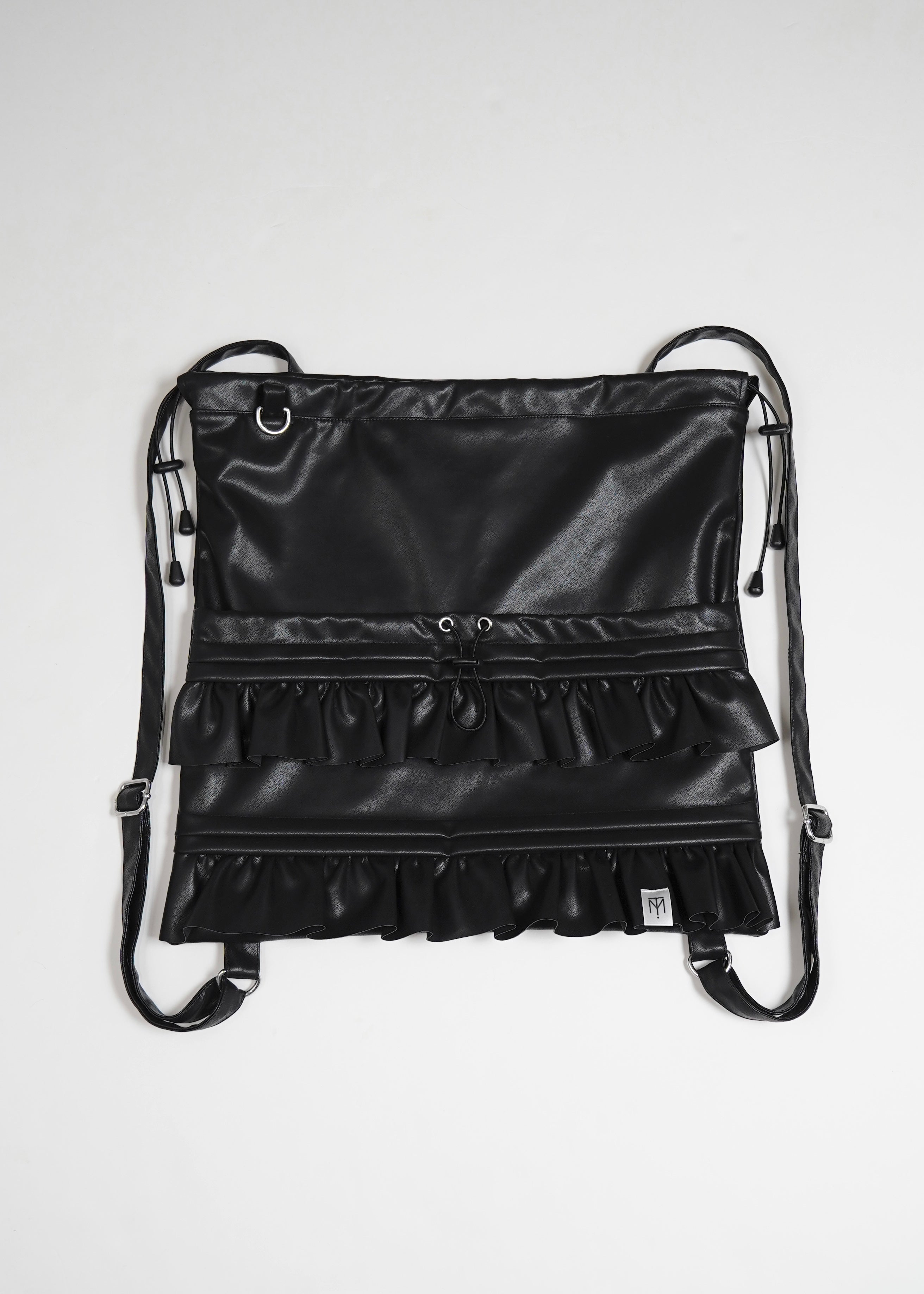 soft vegan leather frill knapsack – Tie.Me