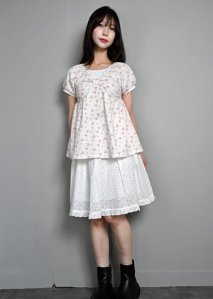 【8月初旬発送】flower waffle ribbon tunic